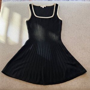 Chic Black Ribbed Mini Dress